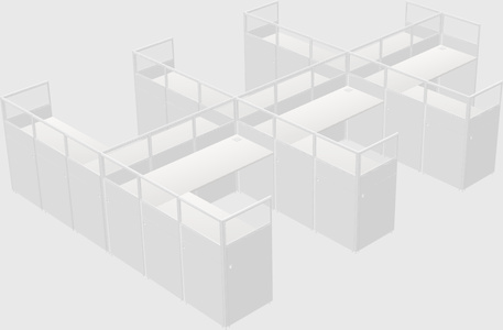 Shared l-shaped cubicle