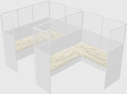 Shared l-shaped cubicle
