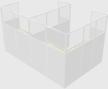 Shared l-shaped cubicle