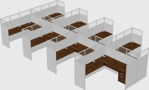 Shared l-shaped cubicle