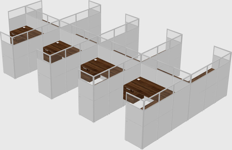 Shared l-shaped cubicle