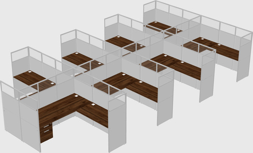 Shared l-shaped cubicle