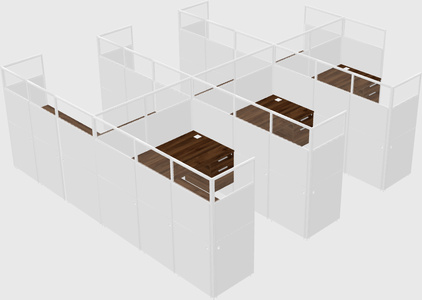 Shared l-shaped cubicle