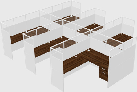 Shared l-shaped cubicle