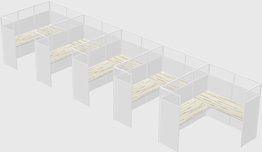 Shared l-shaped cubicle