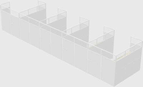 Shared l-shaped cubicle