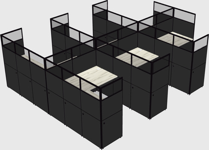 Shared l-shaped cubicle