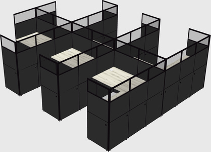 Shared l-shaped cubicle