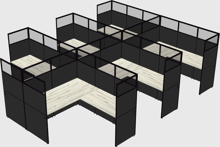 Shared l-shaped cubicle