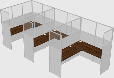Shared l-shaped cubicle