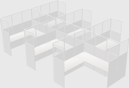 Shared l-shaped cubicle