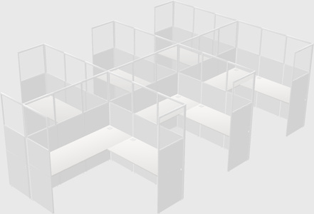 Shared l-shaped cubicle