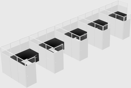 Shared l-shaped cubicle