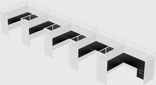 Shared l-shaped cubicle