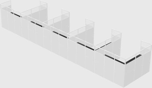 Shared l-shaped cubicle
