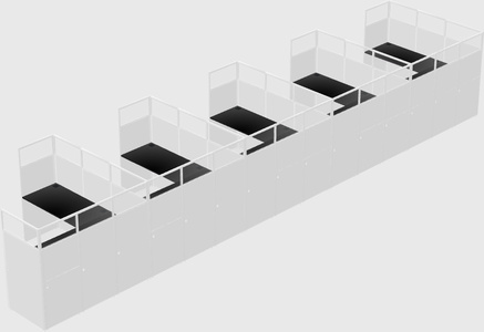 Shared l-shaped cubicle