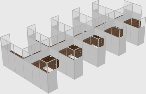Shared l-shaped cubicle