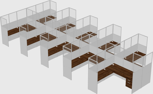 Shared l-shaped cubicle