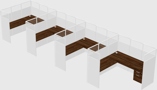 Shared l-shaped cubicle