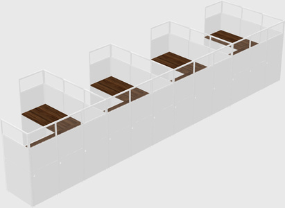Shared l-shaped cubicle