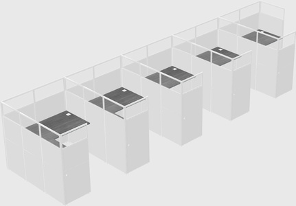 Shared l-shaped cubicle