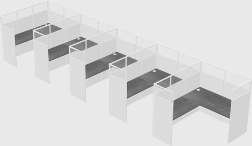 Shared l-shaped cubicle