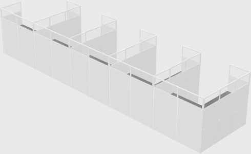 Shared l-shaped cubicle