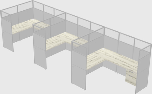 Shared l-shaped cubicle