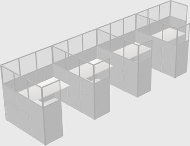 Shared l-shaped cubicle