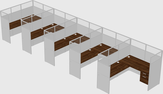 Shared l-shaped cubicle