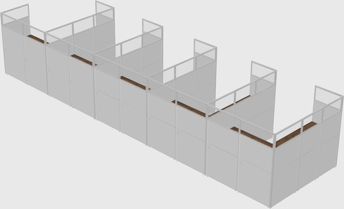 Shared l-shaped cubicle