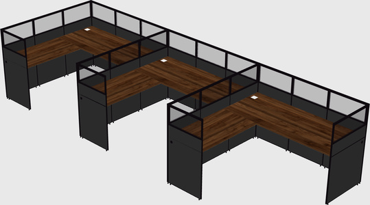 Shared l-shaped cubicle