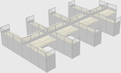 Shared l-shaped cubicle