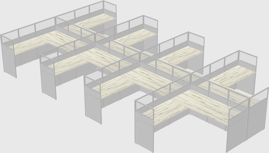 Shared l-shaped cubicle