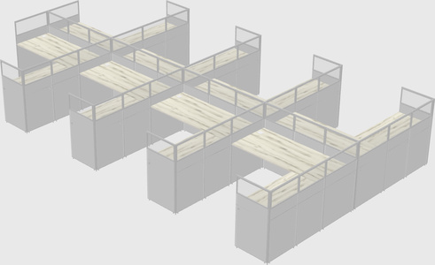 Shared l-shaped cubicle