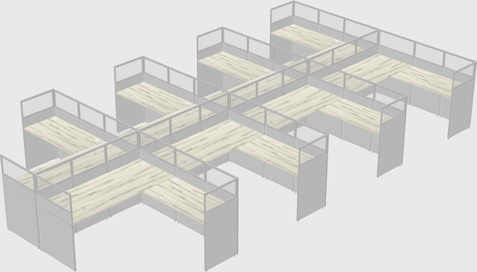 Shared l-shaped cubicle