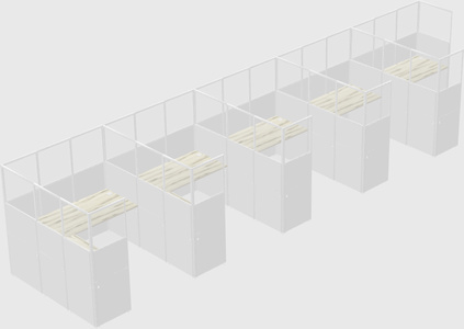 Shared l-shaped cubicle