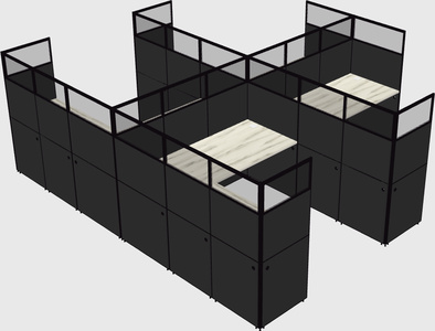 Shared l-shaped cubicle