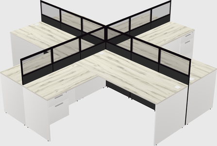 Shared l-shaped cubicles