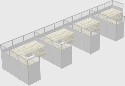 Shared l-shaped cubicle