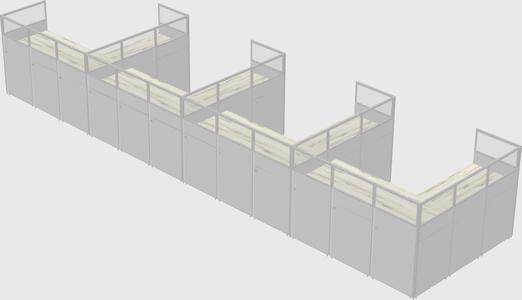 Shared l-shaped cubicle