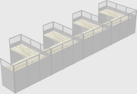 Shared l-shaped cubicle