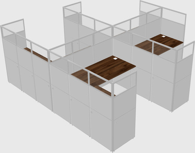 Shared l-shaped cubicle