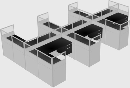 Shared l-shaped cubicle