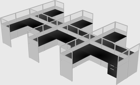 Shared l-shaped cubicle