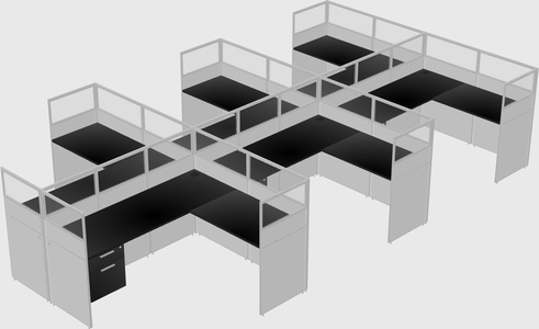 Shared l-shaped cubicle