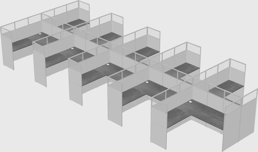 Shared l-shaped cubicle