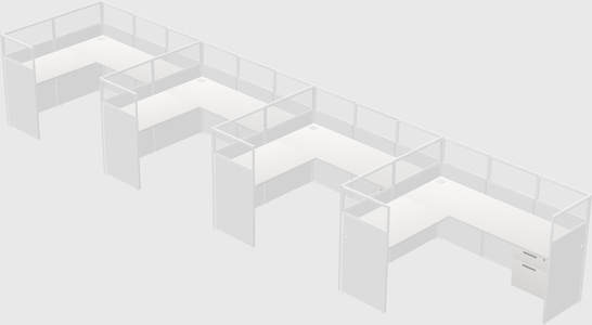 Shared l-shaped cubicle