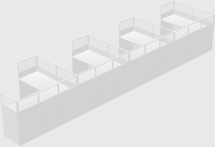 Shared l-shaped cubicle