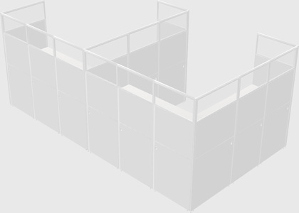 Shared l-shaped cubicle